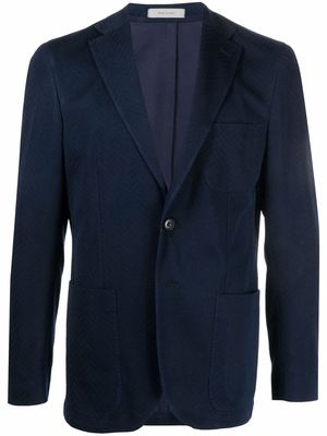 Corneliani chevron-knit single-breasted blazer - Blue