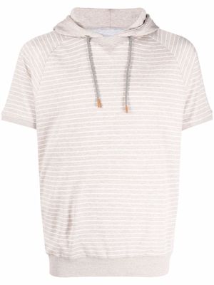 Eleventy stripe-print hooded T-Shirt - Neutrals