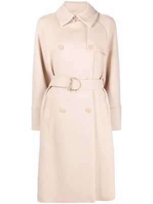 Patrizia Pepe double-breasted belted coat - Neutrals