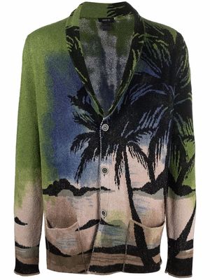Avant Toi palm tree-print cardigan - Green