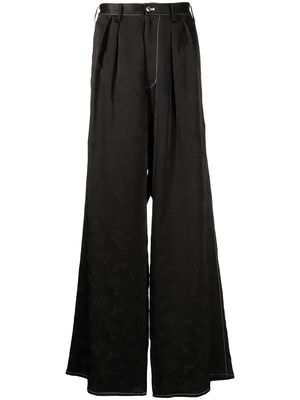 sulvam embroidered wide-leg trousers - Black