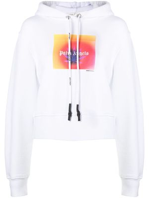 Palm Angels gradient logo print hoodie - White