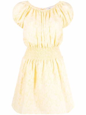 Kenzo gingham snakeskin-print A-line dress - Yellow