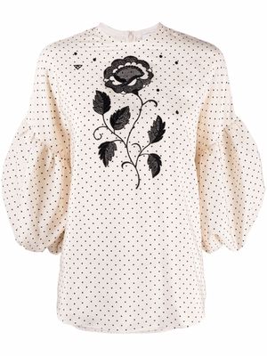 Giambattista Valli floral-embroidery dotted blouse - Neutrals