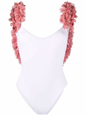 La Reveche Amira floral-appliqué swimsuit - White