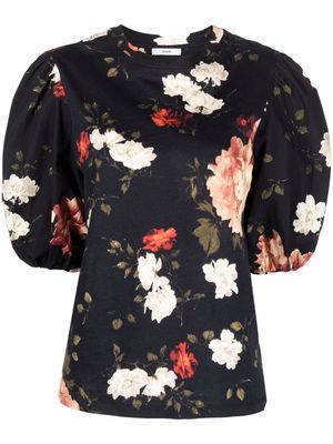 Erdem Theodora floral-print puff-sleeve blouse - Black