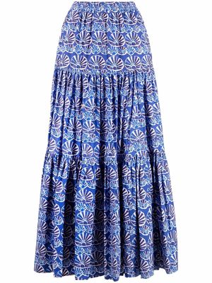 La DoubleJ shell-print maxi dress - Blue