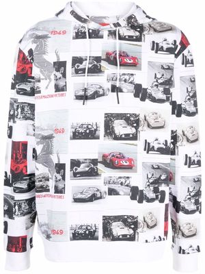 Ferrari patchwork drawstring hoodie - White