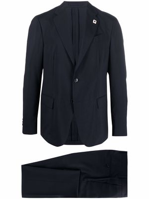 Lardini brooch-detail single-breasted suit - Blue