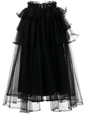 Comme Des Garçons Noir Kei Ninomiya ruffled-tulle midi-skirt - Black