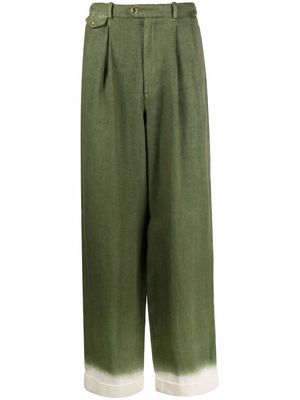 Nick Fouquet wide-leg contrast-cuff trousers - Green