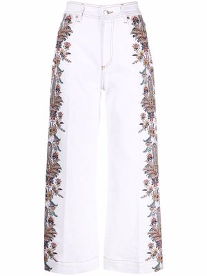 ETRO paisley-embroidered jeans - White