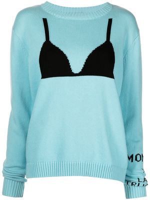 Monse bikini-intarsia merino-knit jumper - Blue