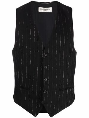 Saint Laurent fitted pinstripe vest - Black