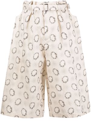 Comme des Garçons TAO floral-print belted shorts - Brown