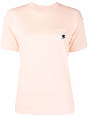 Carhartt WIP logo-patch organic-cotton T-shirt - Orange