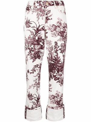 Erdem Nathaniel floral-print straight-leg jeans - White