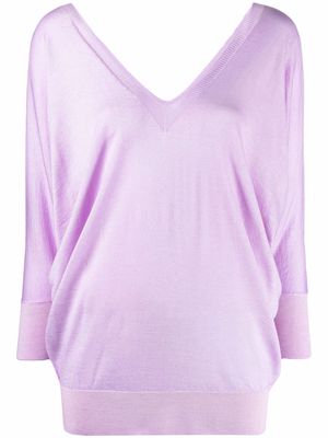 Malo V-neck cashmere-blend top - Purple