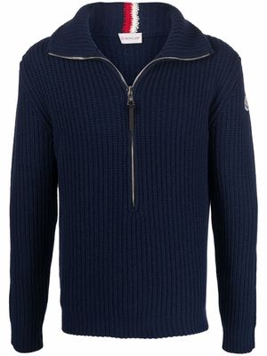 Moncler ribbed-knit high-neck jumper - Blue