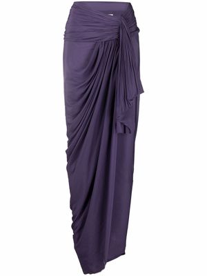 LANVIN draped silk maxi skirt - Purple