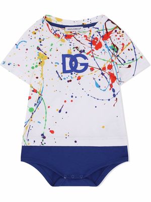 Dolce & Gabbana Kids paint-splatter logo body - Blue