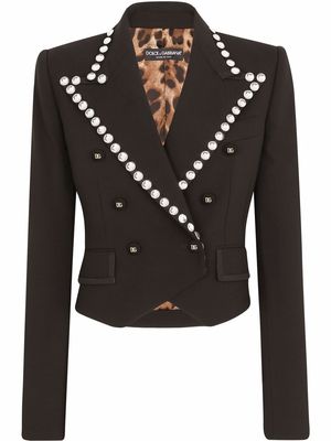 Dolce & Gabbana studded lapels cropped blazer - Black