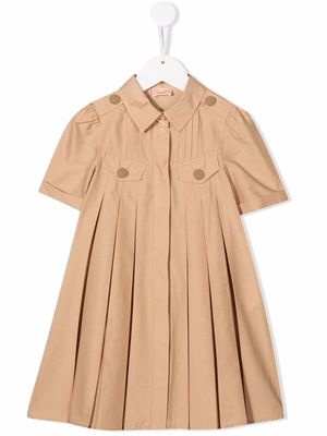 Elisabetta Franchi La Mia Bambina pleated shirt dress - Brown