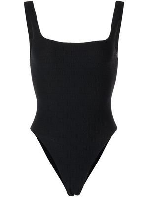Alexander Wang knit-logo square neck bodysuit - Black