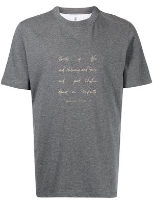 Brunello Cucinelli slogan-print T-shirt - Grey