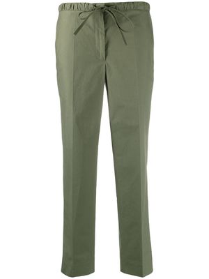 Jil Sander tie-fastening cropped trousers - Green
