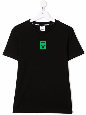 Puma Kids logo-patch cotton T-shirt - Black