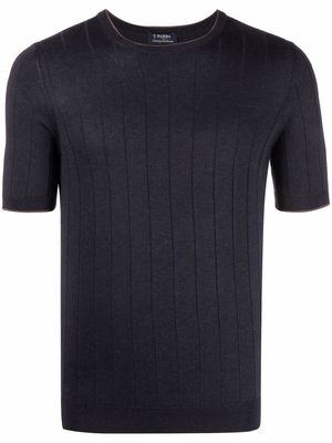 Barba ribbed-knit silk T-Shirt - Blue