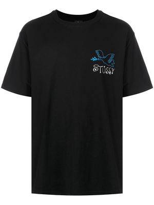 Stussy flower logo-print T-shirt - Black