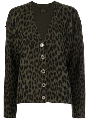 Zadig&Voltaire leopard-print V-neck cardigan - Green