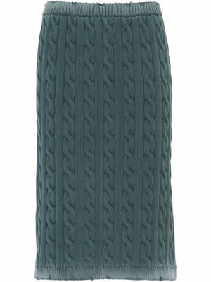 Miu Miu cable-knit cotton midi skirt - Blue