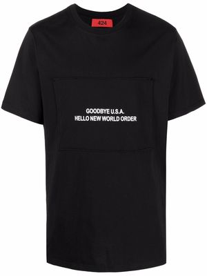 424 slogan-print short-sleeved T-shirt - Black