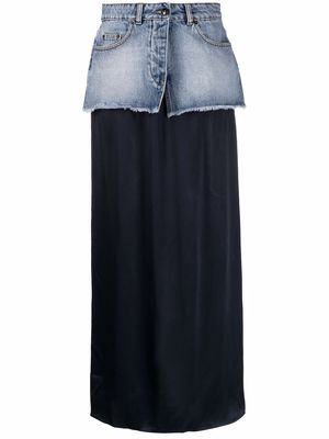 Semicouture two-tone layered straight skirt - Blue
