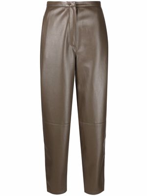 12 STOREEZ faux-leather tapered-leg trousers - Green