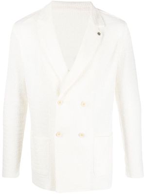 Manuel Ritz textured wavy-knit double-breasted blazer - White