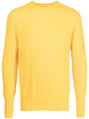 N.Peal cable-knit crew neck cashmere jumper - Orange