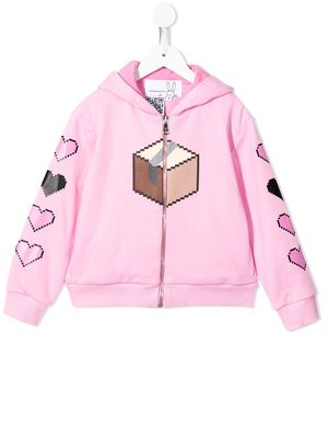 Natasha Zinko Kids box print zipped hoodie - Pink
