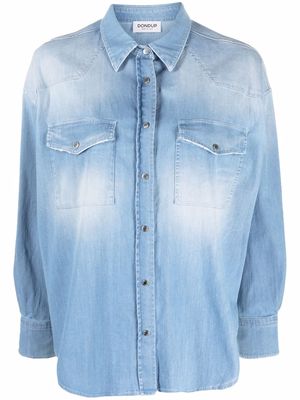 DONDUP washed long-sleeve shirt - Blue