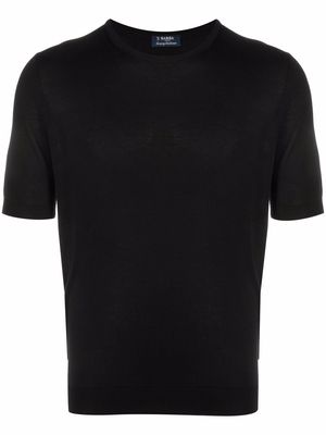 Barba fine-knit ribbed-trim T-Shirt - Black