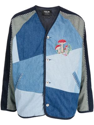 FIVE CM embroidered-motif patchwork jacket - Blue