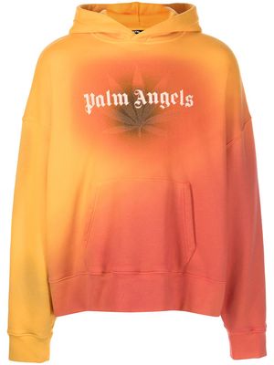 Palm Angels degradé-effect logo-print hoodie - Orange