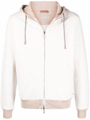 Eleventy contrast-trimmed zip-up hoodie - Neutrals