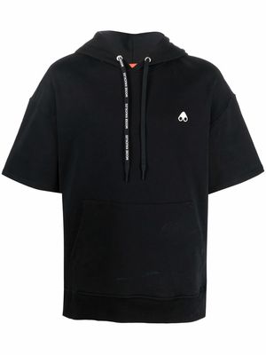 Moose Knuckles logo-plaque short-sleeve hoodie - Black