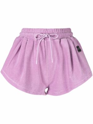 MSGM logo-patch terry-cloth shorts - Purple