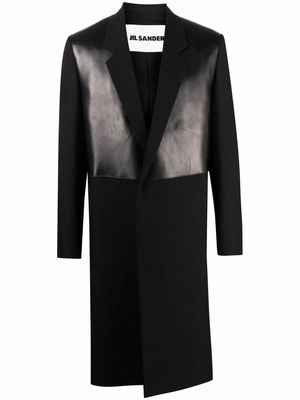 Jil Sander panelled single-breasted mid-length jacket - Black