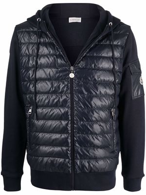 Moncler logo-patch zip-fastening hoodie - Blue